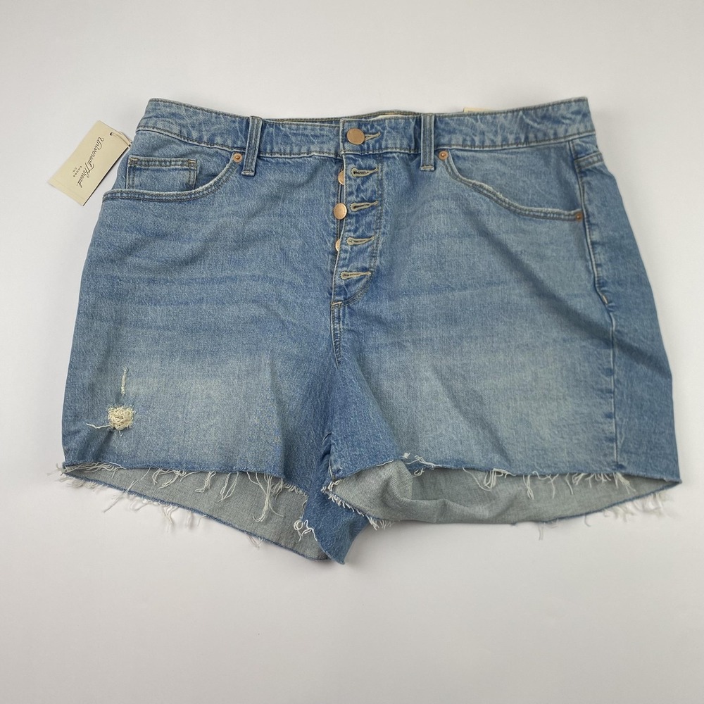 Universal Thread Vintage Midi Shorts Womens 16W (37x4) Denim Cutoff Button Fly